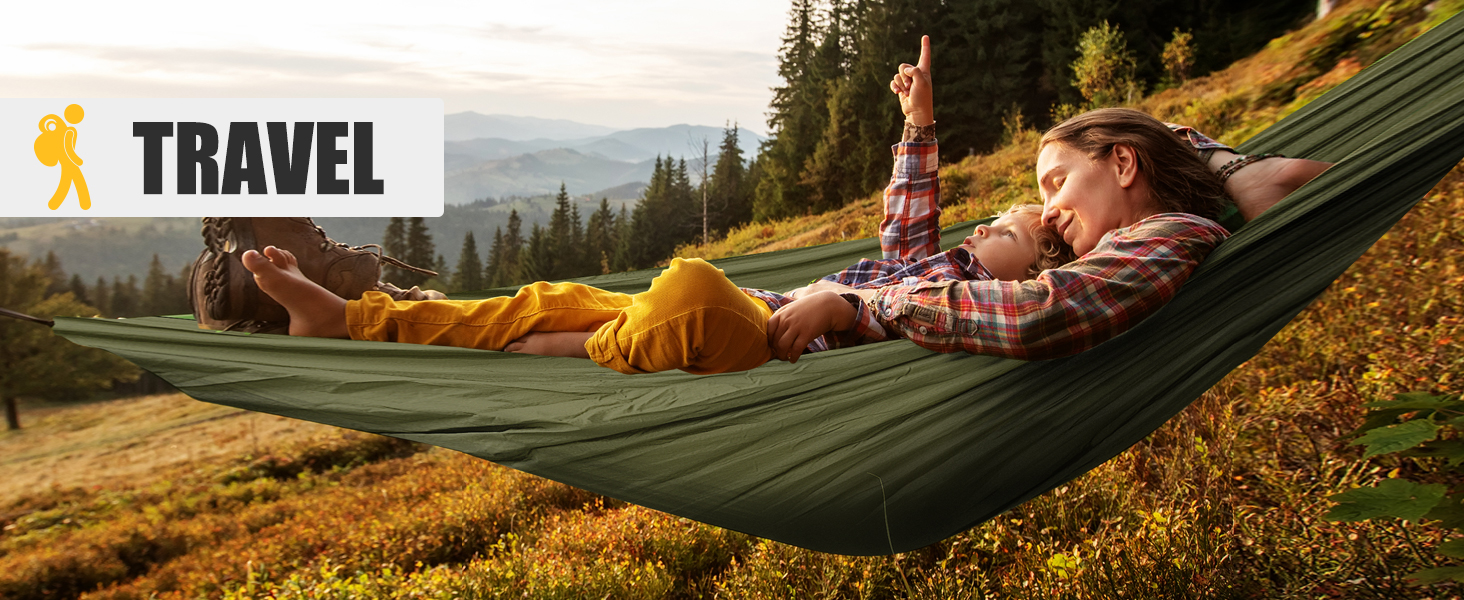 Легка туристична гамак з москітною сіткою, 300 кг | Гамак для кемпінгу, подорожей, рюкзаків, туризму, саду (270x140 см)