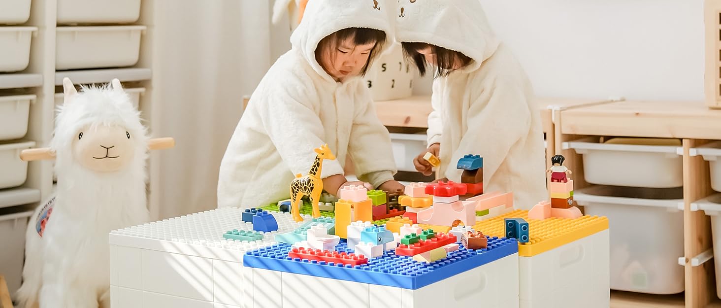 Складна коробка для зберігання з кришкою-платформою для Duplo, 25 л, SHIMOYAMA, синя, для конструктора Lego Duplo, пластиковий контейнер, штабельований, багатофункціональний