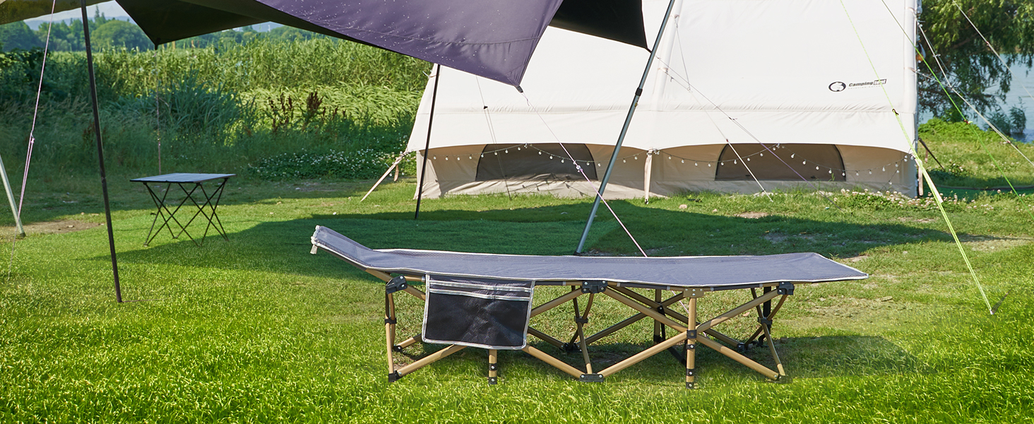 Ліжко похідне REDCAMP складане XXL, 71 см, вантажопідйомність 226 кг, сіре/зелене/чорне - для кемпінгу, туризму, пляжу, саду