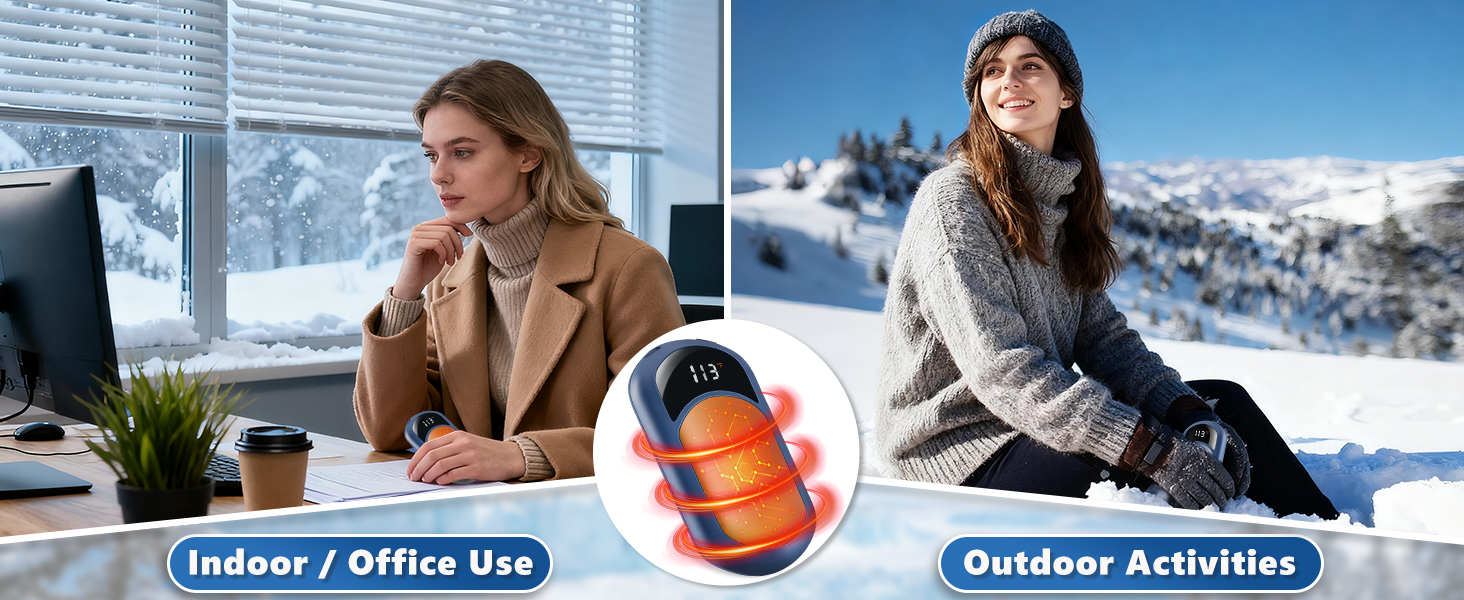 Електричні грілки для рук 2 шт. USB, перезаряджувані, 6400mAh, 3 режими нагріву, ультралегкі, для спорту, кемпінгу, подарунок, чоловічі/жіночі, блакитні