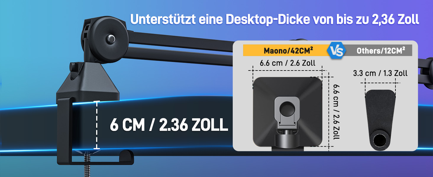 Кріплення для мікрофону MAONO BA37, регульоване, з адаптером 3/8'-5/8', сумісне з Blue Yeti, HyperX QuadCast, FIFINE, для подкастів та стрімінгу, чорне