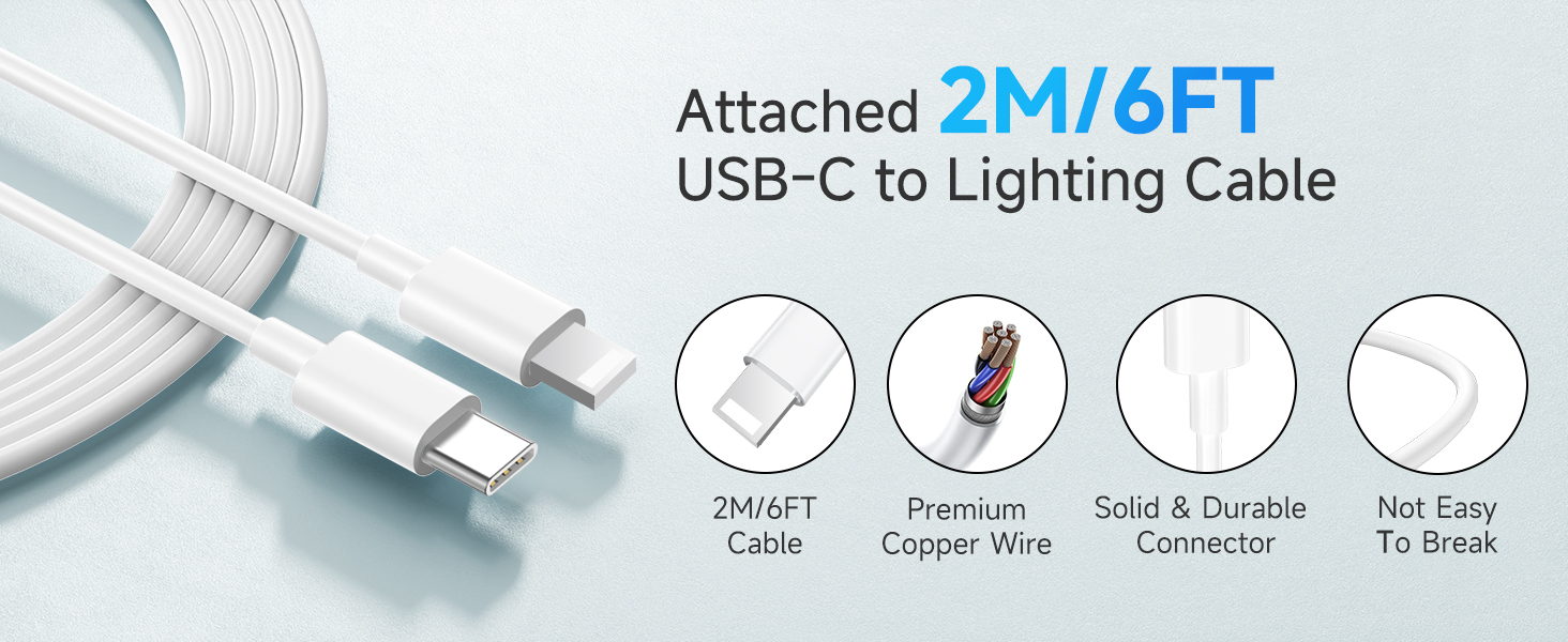 Зарядний пристрій 20W USB-C з кабелем Lightning для iPhone 14/13/12/11/X/XR/XS/Mini/SE - 2 шт, Швидка зарядка PD3.0, Білий