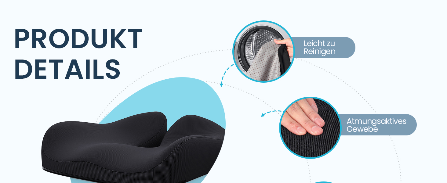 Ортопедична подушка для сидіння Benazcap Donut – для офісного крісла, авто та інвалідного візка. З ергономічної піни пам'яті для геморою, ішіасу, вагітності та після пологів (чорний)