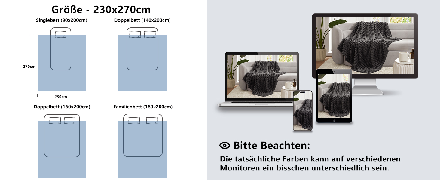 Плед WAVVE: м'який флісовий плед для дивану, софи, кімнати. 150 x 200 см, сірий