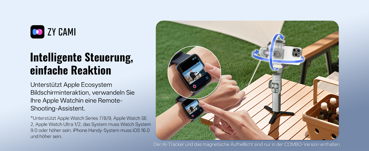 ZHIYUN CinePeer Smooth 5E: Стабілізатор для смартфона з підсвічуванням, штативом та жестами, до 300г