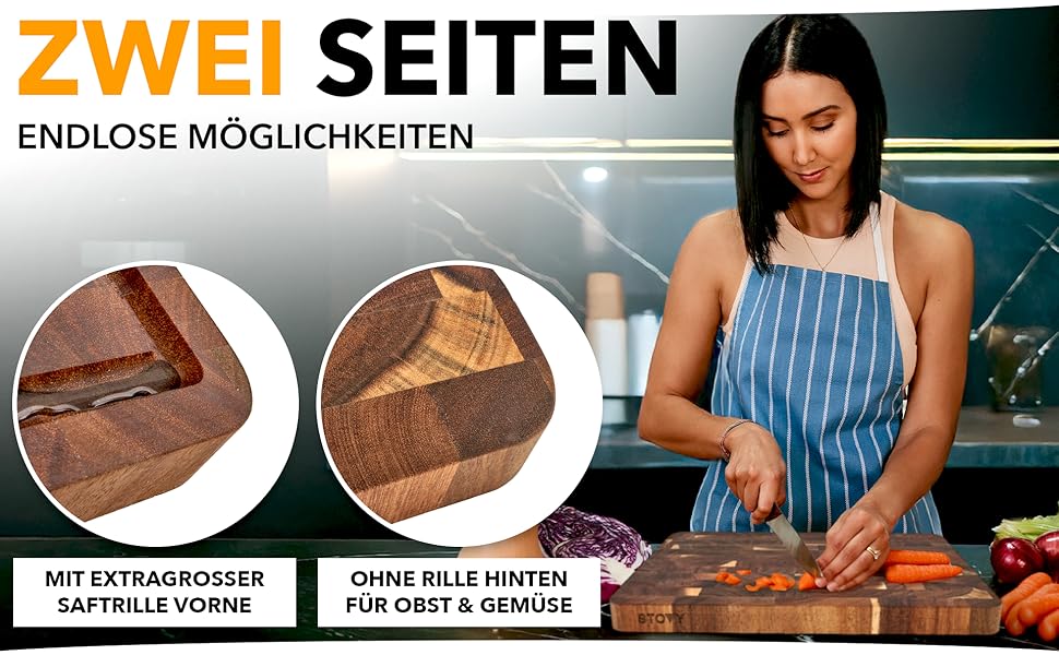 Дерев'яний обрізний стіл STOVY® з масивного акацієвого дерева, 40 x 30 x 3 см – антибактеріальний, з гірського дерева