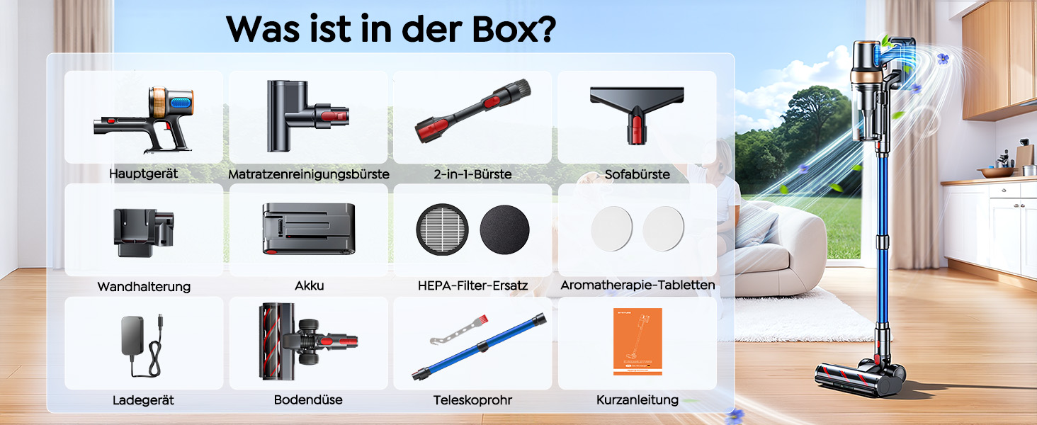 Бездротовий акумуляторний пилосос 600W/50KPA/65хв з док-станцією, для дому та авто, блакитний