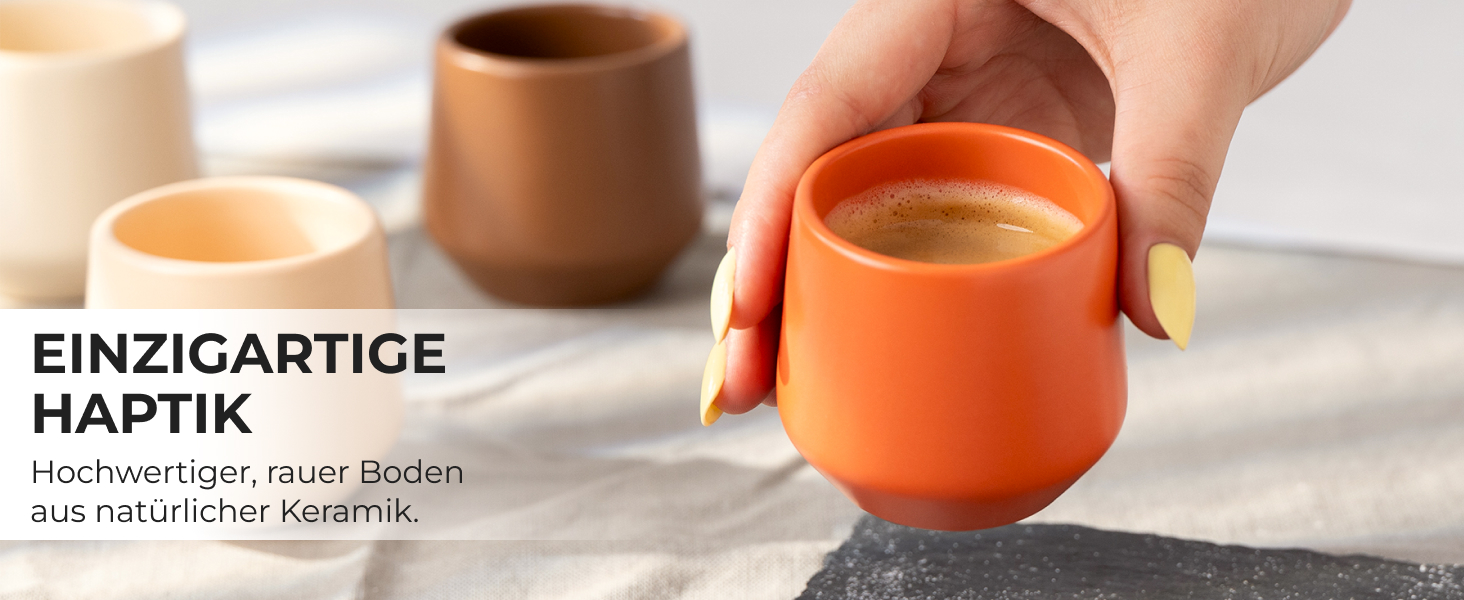 Набір чашок для еспресо Miamio, 4 шт (90 мл), кераміка без ручки, бежевий пастельний колір, Luxe Collection