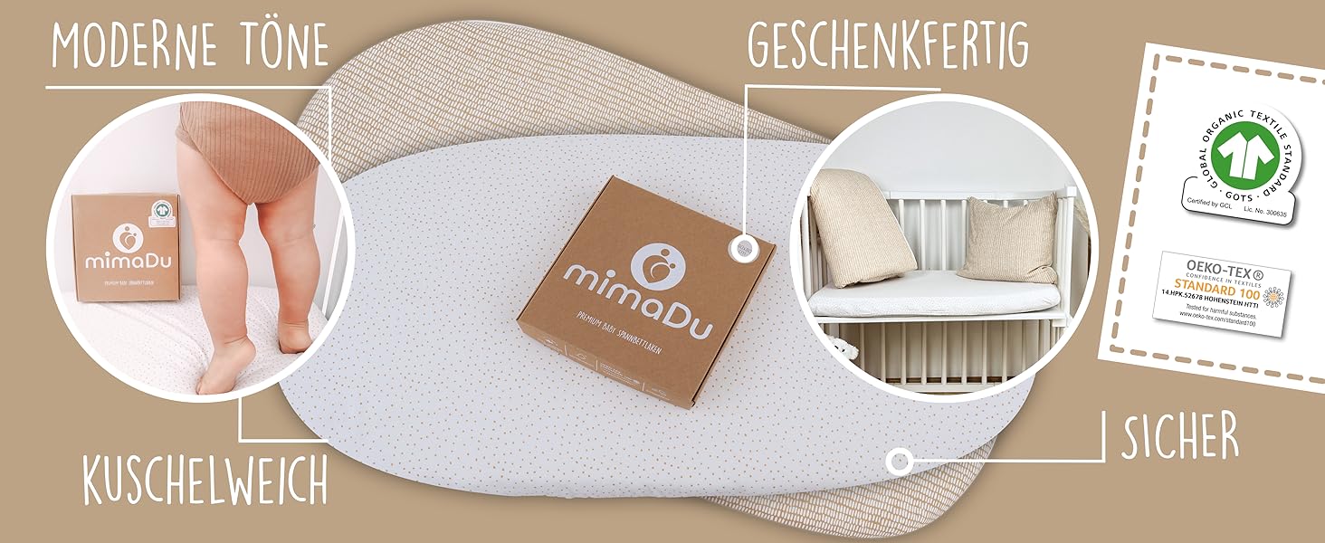 Набір постільної білизни для немовлят з органічної бавовни GOTS (Oeko-Tex100), 100 x 135 см. Комплект постільної білизни для дитячого ліжечка: подушка та ковдра для хлопчиків та дівчаток (пісочний колір). Підходить для дитячих та ліжечок для малюків, розмір 100x135 см + 40x60 см