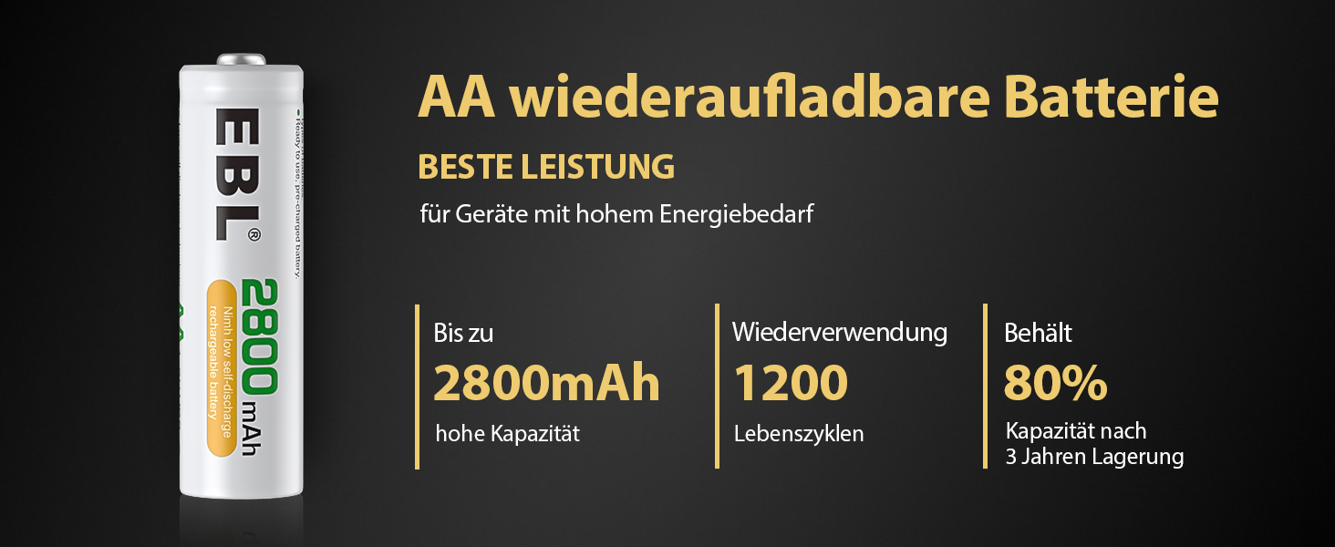 Зарядний пристрій для акумуляторів EBL AA AAA 9V NIMH з 4-ма відсіками, смарт-зарядка, LED-дисплей, швидка зарядка (з набором акумуляторів)