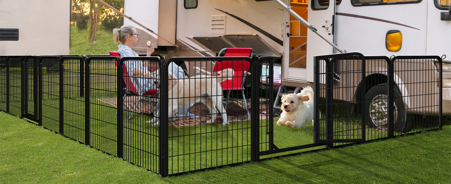 Yaheetech Foldable Dog Playpen - 100cm & 80cm High, 6-Piece/12-Piece, Freestanding Kennel for Indoor & Outdoor Use - No Tools Required
