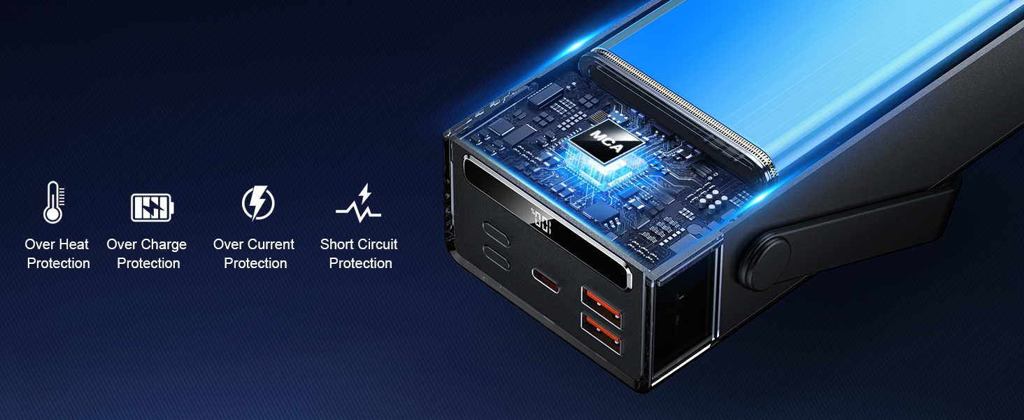 Power Bank CUZAR 50000mAh з USB-C PD 22,5W, 5 виходів та 2 входів, чорний