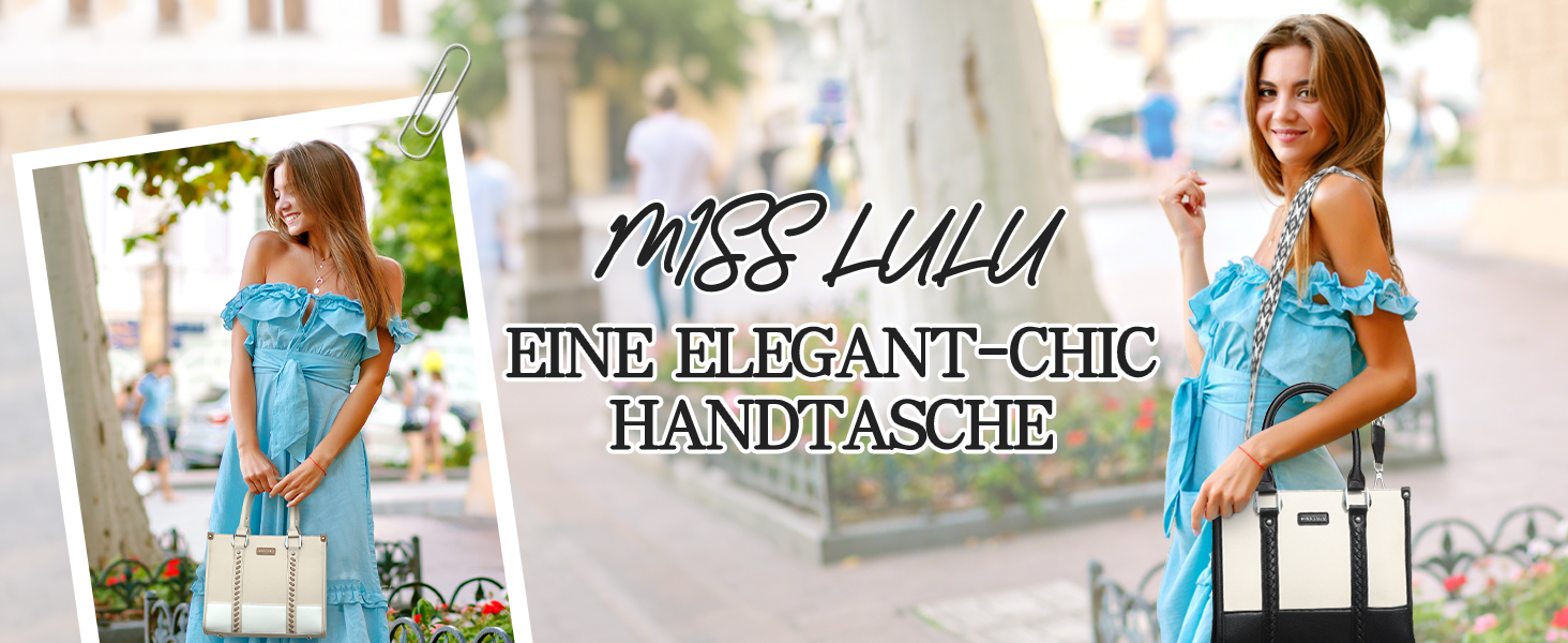 Сумка жіноча Miss Lulu середнього розміру через плече з текстурою лічі, з внутрішніми кишенями для роботи, відпочинку та повсякденного використання (чорний)