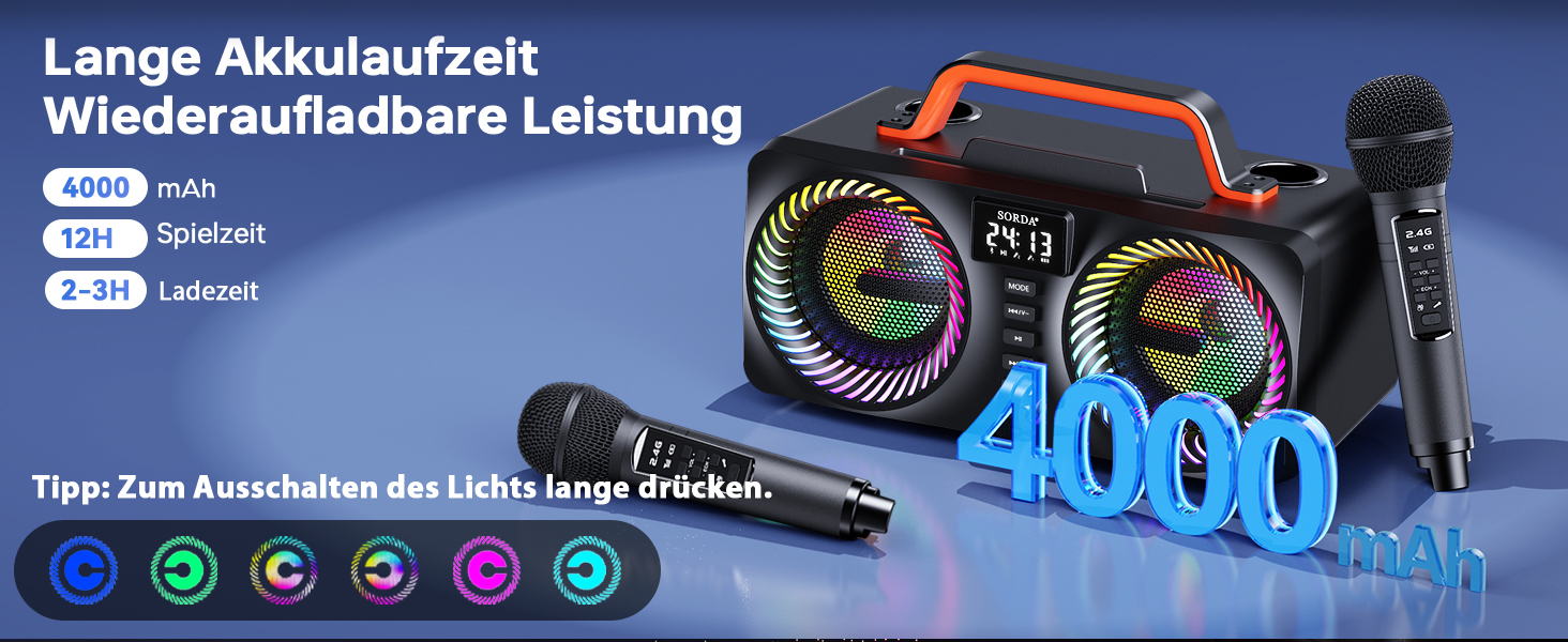 Караоке-машина для дорослих та дітей, портативна Bluetooth-система 80W – 2 бездротові мікрофони, регулювання ехо, USB/AUX-роз'єми, ідеальний подарунок для вечірок на природі