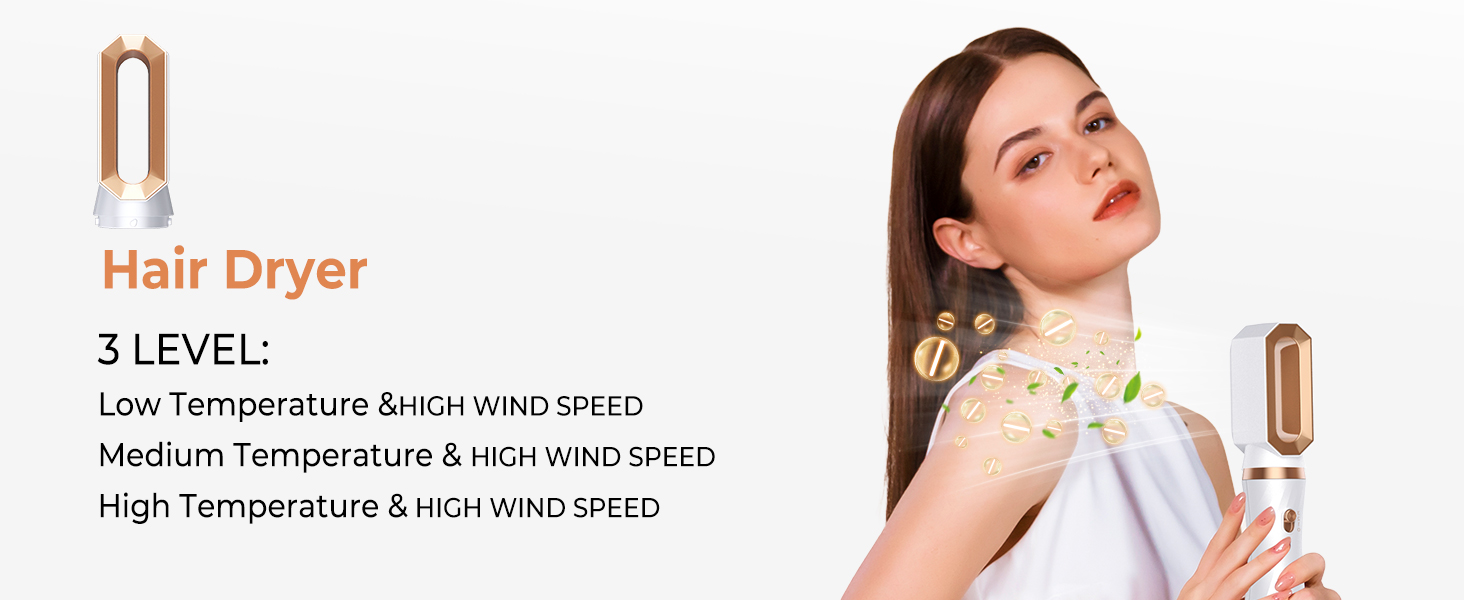 Набір для укладки волосся 5 в 1, стайлер для волосся, фен, плойка, щітка для об'єму, термощітка, для випрямлення, сушіння, створення об'єму та локонів (біло-сірий)