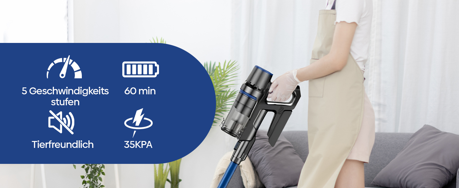 Акумуляторний пилосос Olvy 2-в-1 з функцією миття підлоги, для шерсті тварин, килимів та твердих поверхонь, бездротовий, без мішка, потужність 35KPA, 5 режимів, LED-дисплей, легкий, з HEPA-фільтром та аксесуарами