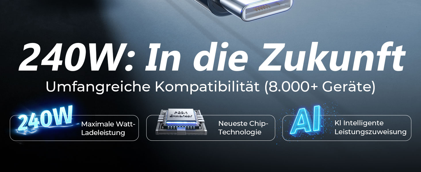 Кабель USB-C 2 шт. LISEN 240W, 2 метри, темно-синій. Сумісний з Samsung Galaxy S24 Ultra, MacBook Pro/Air, Galaxy S25/S23, iPhone 17/16/15 Pro, iPad Pro/Air