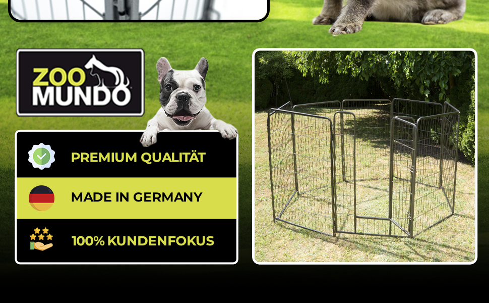 Клітка для цуценят Zoomundo 100см, XL, 8-кутна, чорна (XXL)