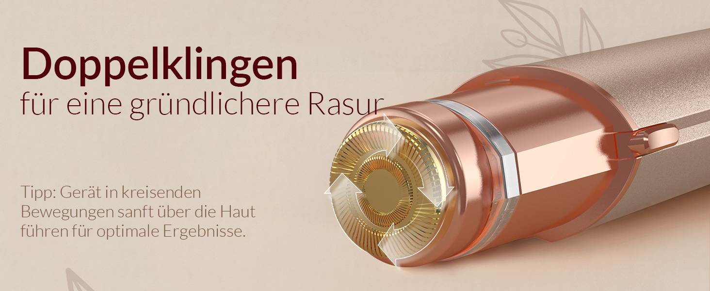 Електричний жіночий епілятор для обличчя: безболісний жіночий тример для швидкої та ніжної скоблення верхньої губи, підборіддя та щік (Золотий)
