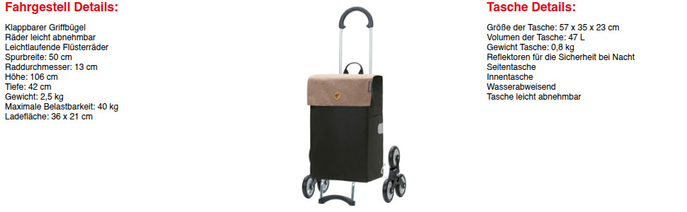 Сумка-візок для покупок з функцією підйому сходами ANDERSEN Scala Shopper Hera (Пісочний)