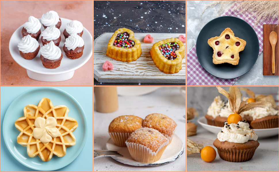 24/36 Формочки для мафінів з силікону, 6 типів, багаторазові, антипригарні, для випічки, кольорові