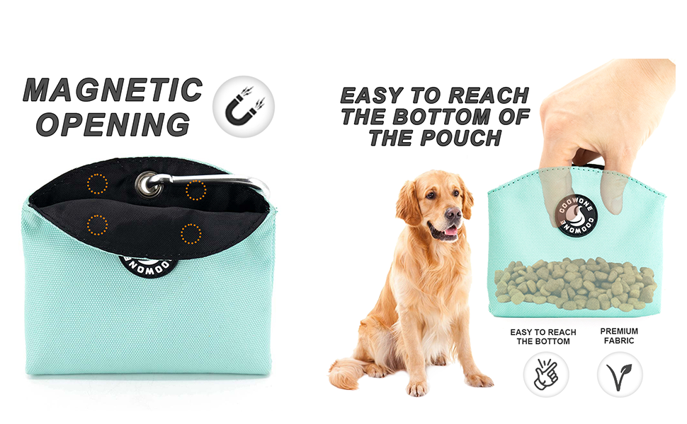 Сумка для ласощів для собак COOWONE, з магнітною застібкою, 900D Oxford, для дресирування та прогулянок, чорна