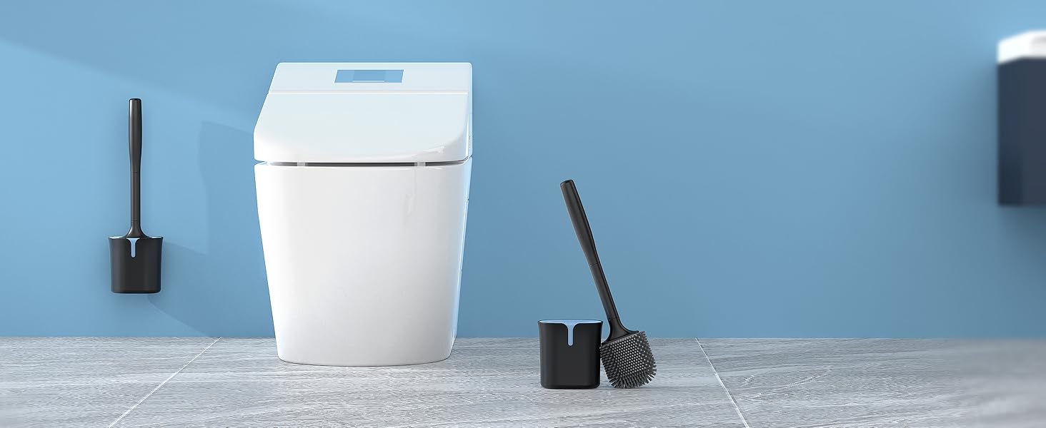 Настінна щітка для туалету Mr.SIGA з тримачем, без свердління, чорна