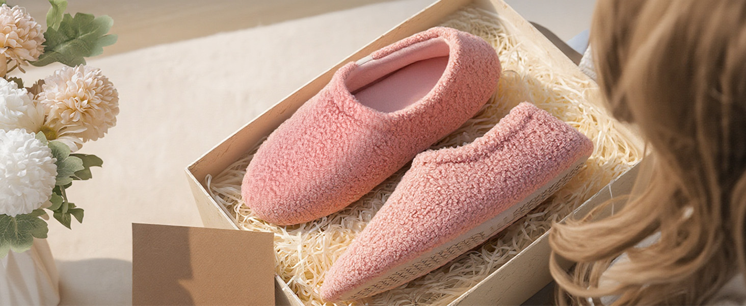OFFCUP Теплі жіночі халапки-домашні тапочки з піни пам'яті, зимові, бавовняні, пухнасті, для дому та вулиці, рожеві, розміри 40-41