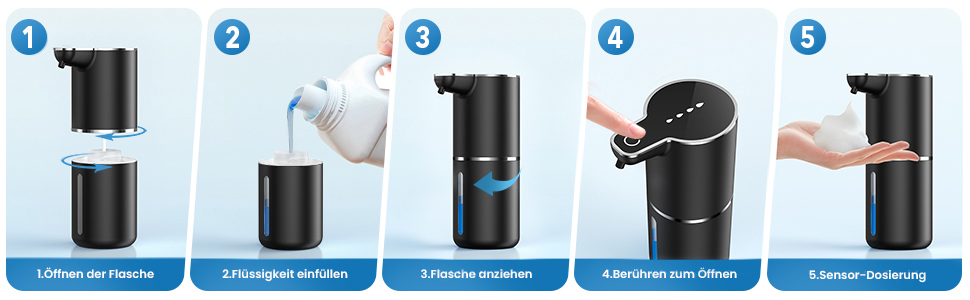 Автоматичний дозатор мила на батарейці з сенсором, USB-зарядка, 4 рівня регулювання, для кухні, ванної, школи. Підходить для рідкого та пінного мила. Білий колір.