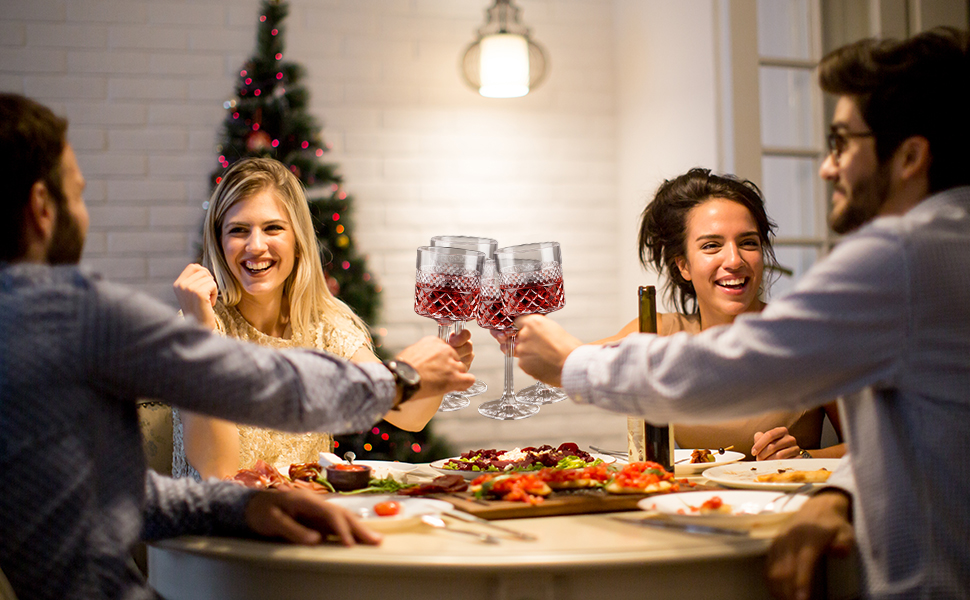 Набір келихів для вина 4 шт., 400 мл, великі кришталеві келихи, квадратні келихи для червоного вина з довгим ніжкою, подарунок на весілля/день народження, прозорі, 4 шт.