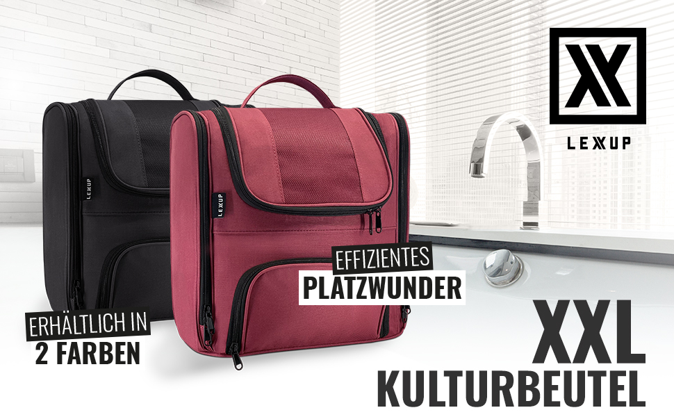Косметичка XXL для подорожей з гачком, водостійка, 11 л, для жінок і чоловіків, органайзер для туалетного приладдя, червона