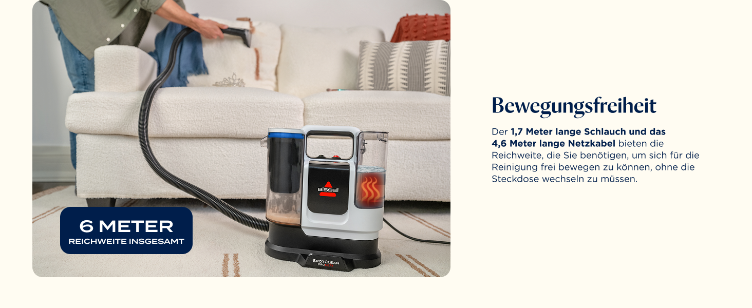 BISSELL SpotClean ProHeat Advanced: Професійний мийник килимів та м'яких меблів, 1125W, з кабелем, 3924N