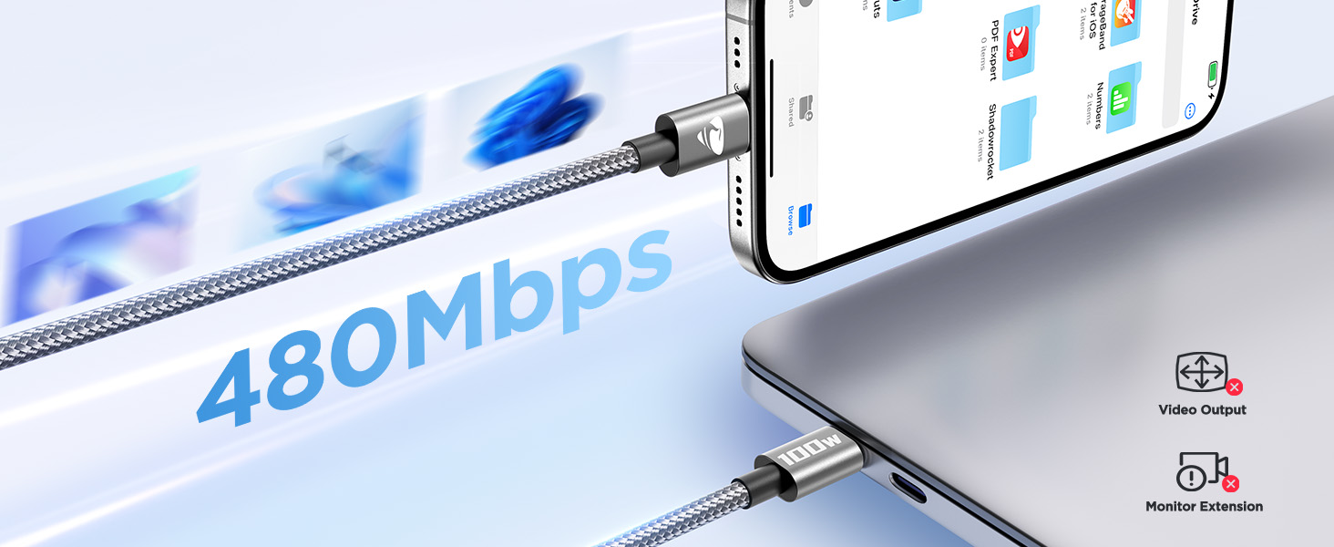 Кабель USB-C на USB-C [2 шт. 2м+2м] 100W, нейлон, сірий. Підтримка швидкої зарядки PD для iPhone, Samsung, iPad, MacBook, Pixel, Switch