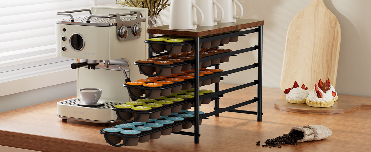 Тримач для капсул кави Dolce Gusto, 5-ярусний металевий ящик для капсул з тихими направляючими та антиковзними ніжками (на 72 капсули)