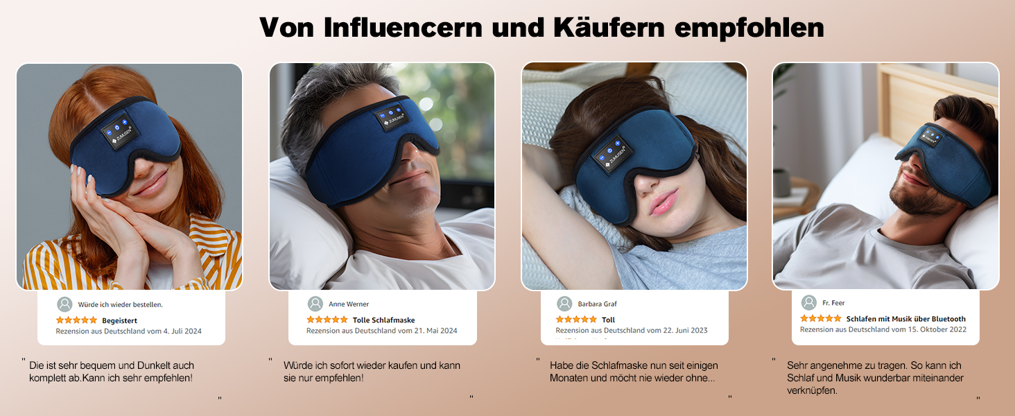 Маска для сну ZUMUSEN з навушниками Bluetooth V5.4, 3D маска для сну, блокує світло, дихаюча, регульована, для відпочинку, медитації, подорожей (Блакитна)