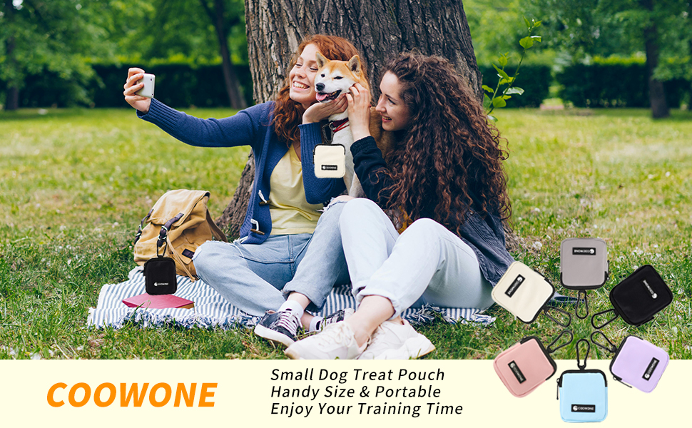 Сумка для ласощів для собак COOWONE з кликером, водонепроникна, з тримачем для пакетів, чорно-бежева