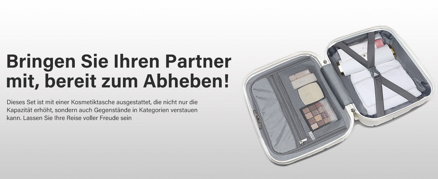 KONO Чемодан середнього розміру 65см з поліпропілену, з TSA замком, 65x46x26.5см (Крем-білий)