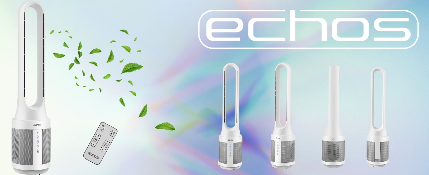Турбовентилятор Echos®: тихий, енергоефективний, з пультом керування та осциляцією, 8h таймер, висока продуктивність