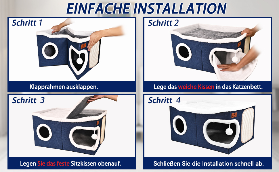 Кігтеточка-будиночок для котів з подушкою, блакитна, 60x43x32 см