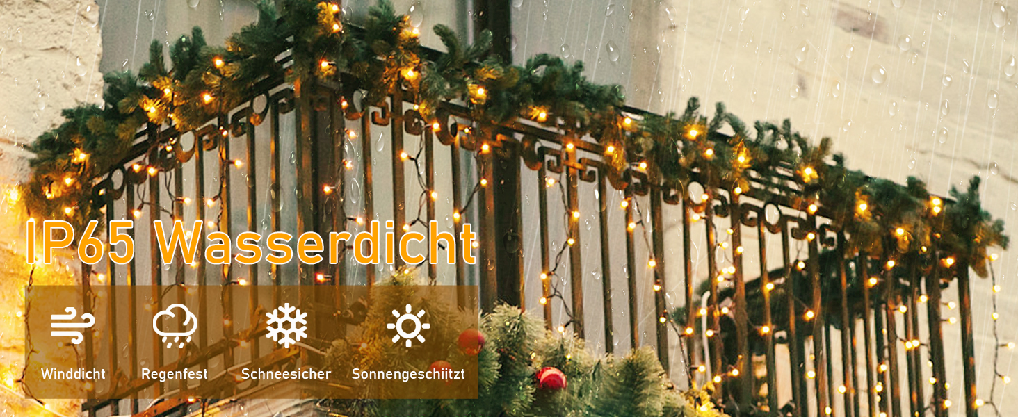 LED гірлянда на батарейках для дому та вулиці, 100 LED, з пультом, таймером, IP65, 25м, тепле світло