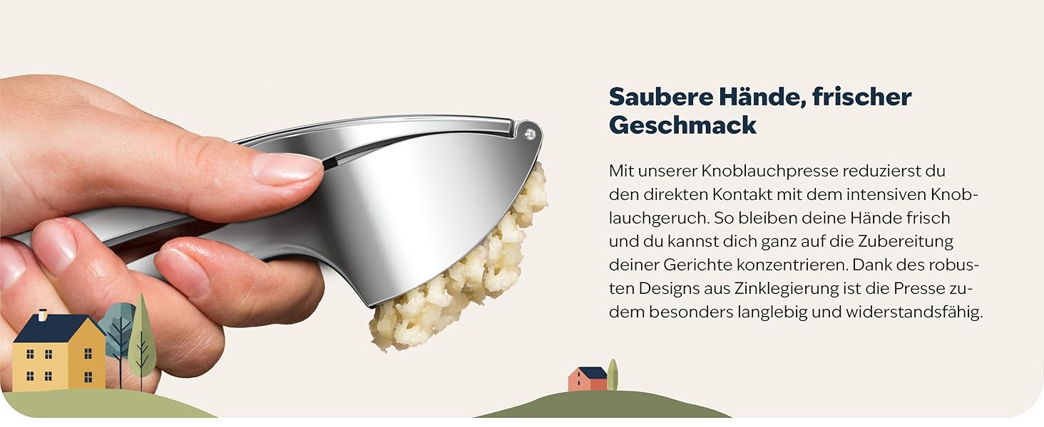 Преміум-прес для часнику Kjøk - з цинкової сплави, хром, професійний, для посудомийної машини, стильний, подарунок на День Матері, срібний
