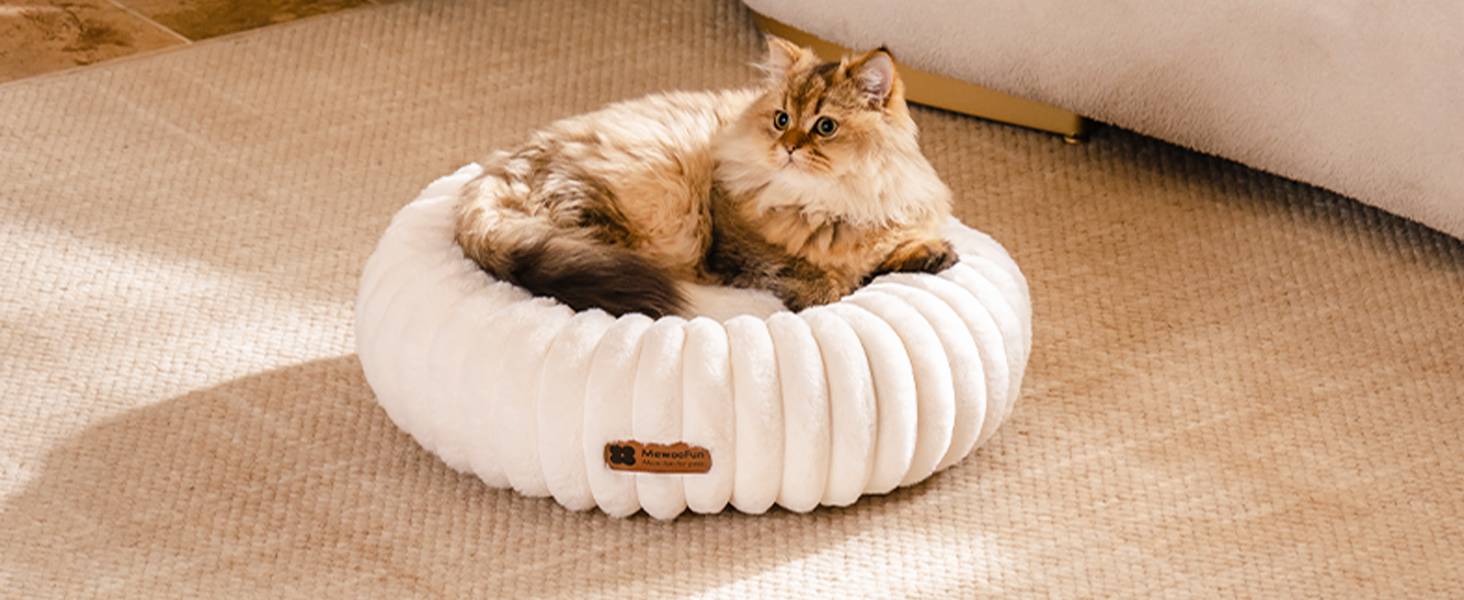 Кругле лежанка для собак MEWOOFUN, м'яке та зручне, 76x76x20 см, Marineblau (Темно-синій)