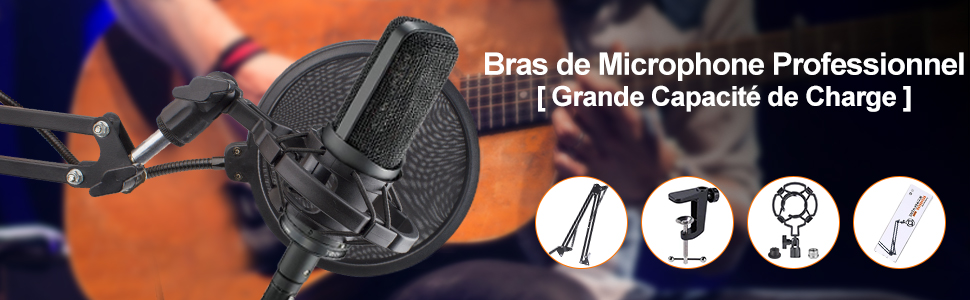 Регульований мікрофонний стійка HAUEA для студії, радіомовлення та телебачення, сумісний з Blue Yeti