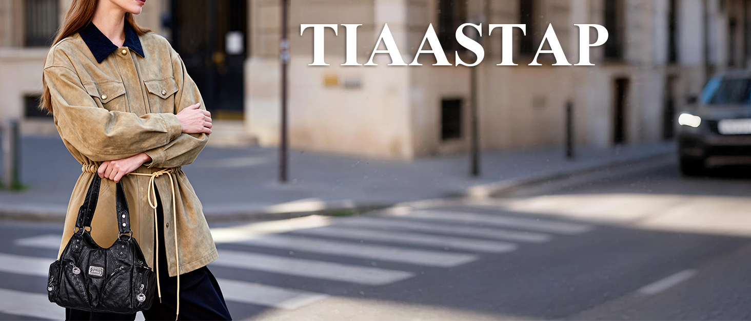 Сумка жіноча TIAASTAP Klein City Bag вінтаж чорна шкіряна через плече Hobo Bag з багатьма відділеннями