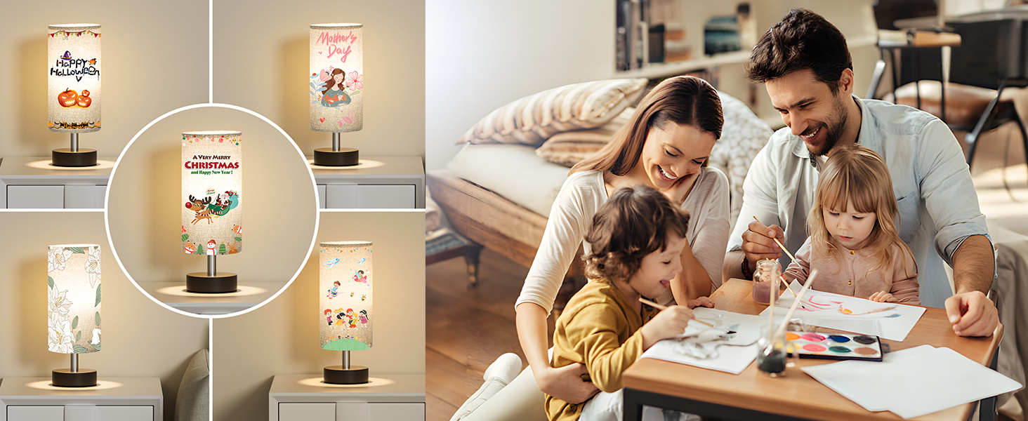 Настільна лампа Kakanuo з 3 режимами кольору, біла, з вимикачем, абажур з льону, для вітальні, спальні, офісу, дитячої кімнати (LED лампа в комплекті), колір: білий+чорний (сірий+чорний)