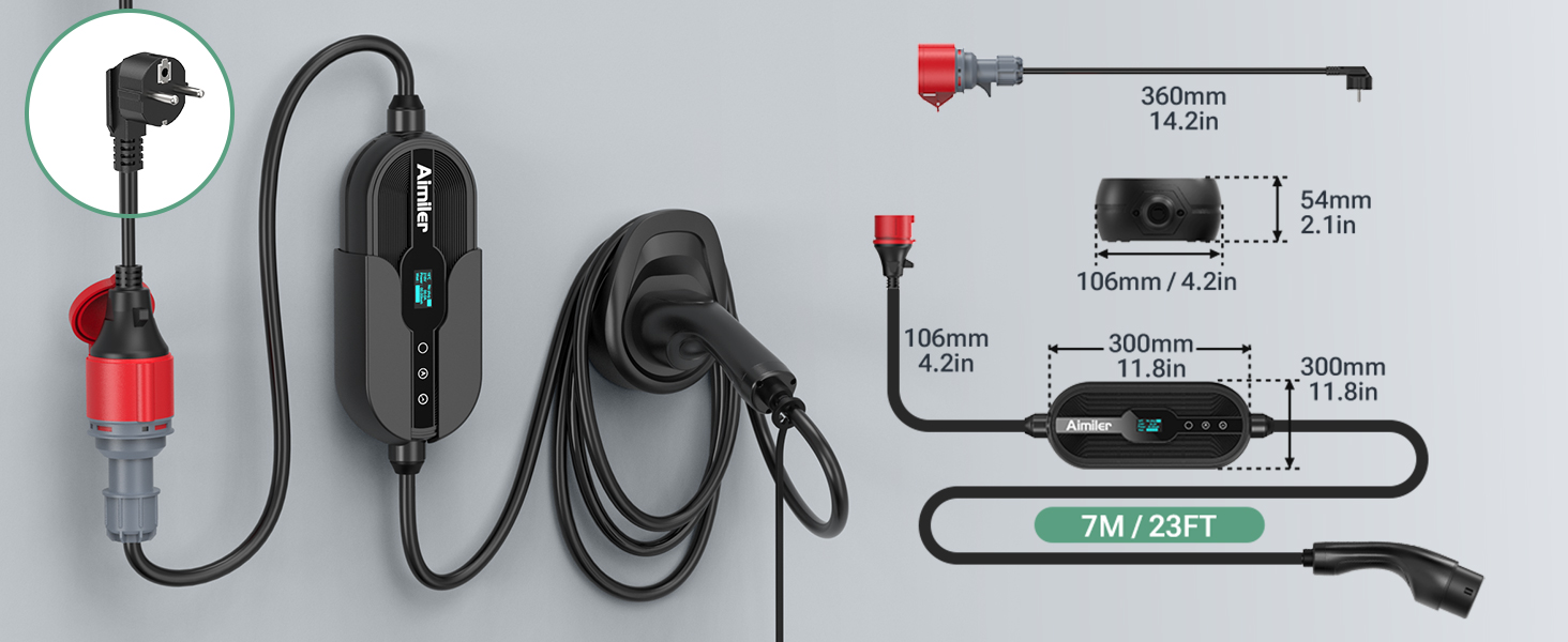 Зарядний пристрій Wallbox 11 кВт з додатком, 400V (8-16A), 3 фази, мобільна станція, кабель CEE Typ 2, IP66, OLED, для електромобілів Model Y/3, ID.3/4/5, MG4, Zoe та інших PHEV/EV, 11 кВт, 16A, CE