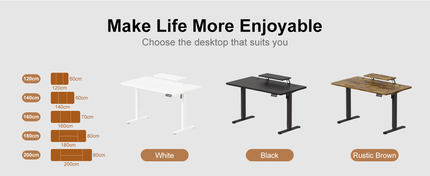 TriumphKey Adjustable Height Standing Desk with Monitor Stand - Electric Ergonomic Desk, 120x60cm White