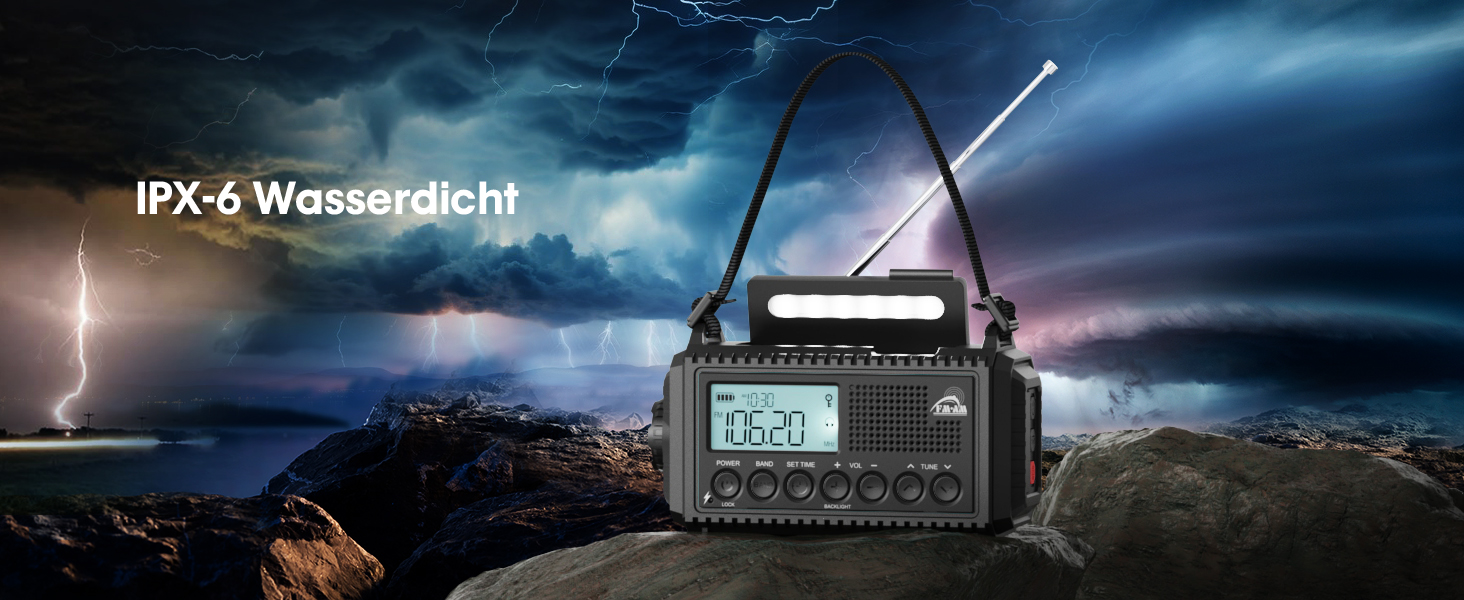 Радіоприймач Kurbelradio на 12000mAh з сонячною панеллю та ручкою, AM/FM/SW, з ліхтариком, USB-зарядкою, SOS-сигналом, для кемпінгу та надзвичайних ситуацій, зелений