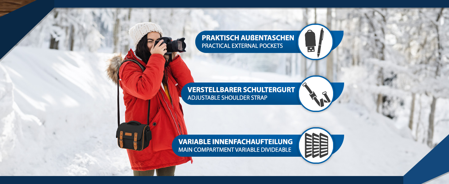 Сумка для камери PEDEA 'Vintage' з захисною плівкою для дисплея, чорна, XL (Canon, Nikon, Pentax)