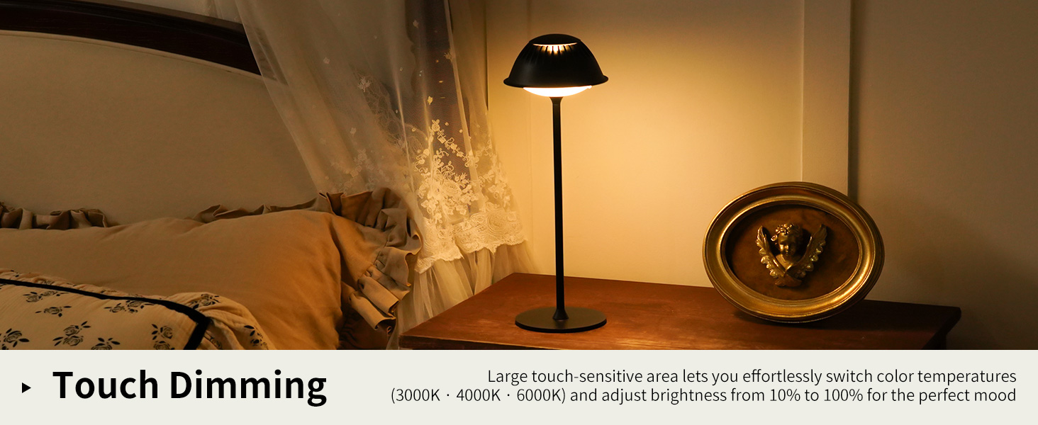 Світлодіодна настільна лампа бездротова LED для вулиці та дому, димована, з акумулятором 5200mAh, водонепроникна IP54, чорна (2 шт)